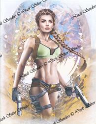 "Lara Croft Tomb Raider" on artist stock paper