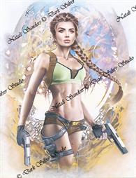 "Lara Croft Tomb Raider" on artist stock paper